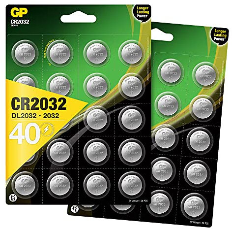 GP CR2032 Lot de 8 x 5 piles (40) bouton au lithium CR 2032 / DL2032 3 V