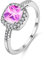 Uloveido Lab Anello con tormalina rosa, anello con pietra portafortuna di ottobre per madri, anello quadrato per laurea per fidanzata (rosa, taglia 15) Y3100