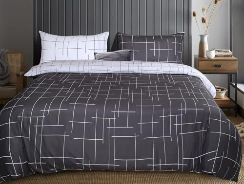 Hafaa King Size Duvet Cover Sets Soft Microfibre Printed 3 Pcs Kingsize Bedding Bed Set Fade and Wrinkle Resistant Duvet Cover Sets (Tile Pattern)
