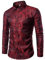 Allthemen Men's Paisley Shirt Jacquard Silk Shirts for Men Dress Shirts Long Sleeve Button Down Collar Casual Tuxedo Shirts, Wine Red, XXL