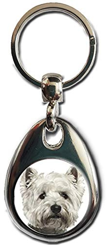 KAZMUGZ West Highland Terrier Schlüsselanhänger - Metall, Doppelseitig, Weiß, Westie, Geschenk für Hundeliebhaber & Geschenkliebhaber