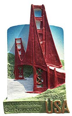 San Francisco USA 3D Golden Gate Bridge Kühlschrankmagnet Harz Reise-Souvenirs, handgefertigt Home & Kitchen Dekoration USA Kühlschrankmagnet Kollektion Geschenk