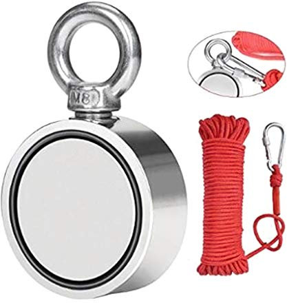 WOWOWO 120Kg Dual Sides Magnet Starker Neodym Permanent Angelmagnete + 20m Seil