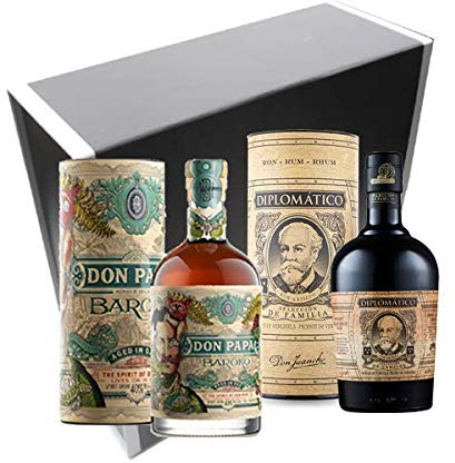 VINADDICT Caja de Ron Diplomático Selección Familia, Don Papa Baroko. Juego de 2 700 mililitros