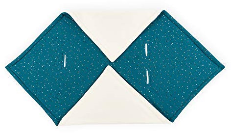 KraftKids Decke für Babyschale in Musselin goldene Punkte auf Petrol, 100 x 100 cm große Baby-Decke, flauschig warme Fleece-Decke