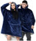 Hug Snug Oversized Hoodie Women, Sherpa Fleece Snuddies Women Navy Blanket Hoodie Mens, Wearable Blanket Women's Hoodies Adults Snuddie Udie