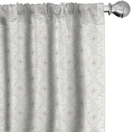 ABAKUHAUS Antique Oriental Vorhänge, Gardinen, Kreisförmige Verzierungen, Fensterbehandlungen für Wohnzimmer Schlafzimmer Dekor, 2 Stück 75 cm b x 245 cm h, Dusk Weiß
