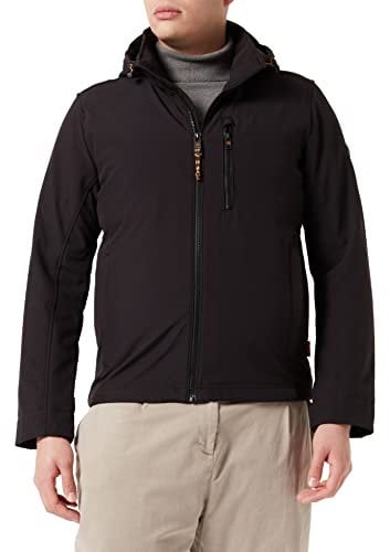 camel active Herren Wind- und Wasserabweisende Softshell-Jacke mit Abnehmbarer Kapuze Schwarz, menswear-56