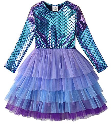VIKITA Vestito Ragazze Principessa Sirena Colorata Costume Abiti Lh4599 4-5 Anni