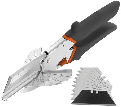 GARTOL Multi-Angle Miter Shear Cutter with 10 Extra Blades, 45-135 Degree Adjustable Scissors for Wood Trim, Quarter Round and Crafting