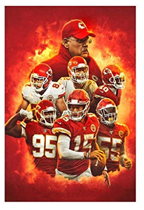 TSALF Poster und Drucke Kein Rahmen Poster mit Fußballspieler Patrick Mahomes Kansas City Chiefs, Sportposter, 6 Stück,Gemälde für Wohnzimmer, Schlafzimmer, Dekoration, 60x90cm