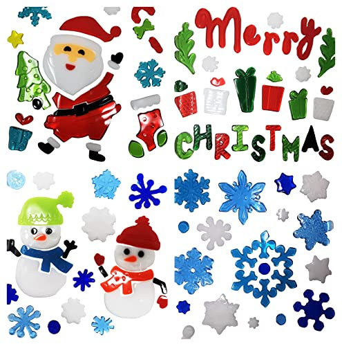 Pegatinas para ventana de Navidad, 4 hojas, gel de Navidad se adhiere - Decoraciones (IF/22002)