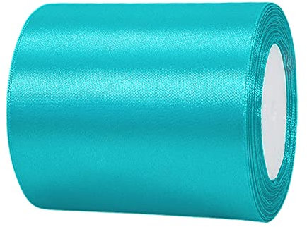 22m Satinband Geschenkband Pfauen Blau 100mm Breit,Auto Seidenband Blau Dick Schleifenband Satin Dekoband Geschenkverpackung Deko Band Stoffband für Halloween Weihnachten Hochzeit Taufe Geburtstag DIY