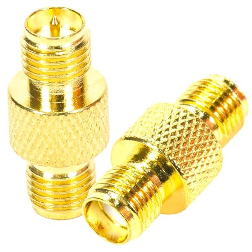Fohevers 2 Pcs RP-SMA Female to SMA Female RF Coaxial Coax Adapter for Antenna Radio WiFi Router FPV Dron Mobile