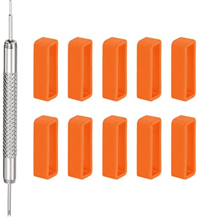 sourcing map 10Stk. Uhrenarmband Schleife 24mm Gummi Uhrenhalter Befestigung Ringhalterung mit Federstabwerkzeug zur Uhrenarmband Reparatur Orange