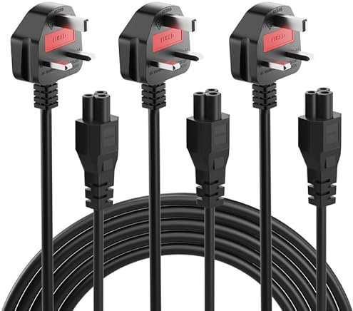 4FT 3 Prong Mickey Mous AC Power Cord Compatible with HP, Acer, Dell, Lenovo, Samsung, Asus Laptop Computer Notebook, LG LCD LED Smart TV, Epson Printer Power Cable (IEC320 C5 to NEMA 5-15P), 3Pack