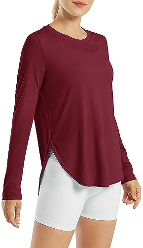 G4Free Women's Activewear Shirts UPF 50+ UV Sun Protection T-Shirts Long Sleeve Tops Workout Outdoor Gym Hiking Quick Dry Lightweight Shirts Wine Red