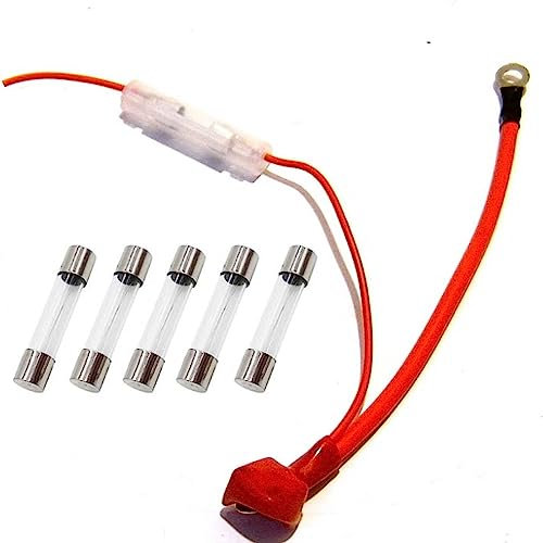 MRS Fuse Box Holder Harness Positive Battery Cable Wire Connector in-LINE for 50cc 70cc 90cc 110cc 125cc 150cc 200cc 250cc ATV Dirt Pit Bike GO Kart Scooter Motorcycle Moped + 5 of 1.5A Glass FUSES