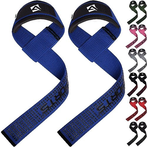 AQF Zughilfen Krafttraining (Gel Gepolstert) | Profi Lifting Straps für Bodybuilding und Weightlifting | Kreuzheben Gurte, Zughilfen Gym Straps | Fitness Zughilfen im Paar für Frauen und Männer