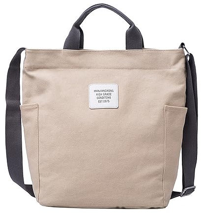WANYIG Casual Handtasche Damen Chic Schultertasche Canvas Henkeltasche Schulrucksack Groß Umhängetasche Tasche Crossbody Bag Shopper (Beige)