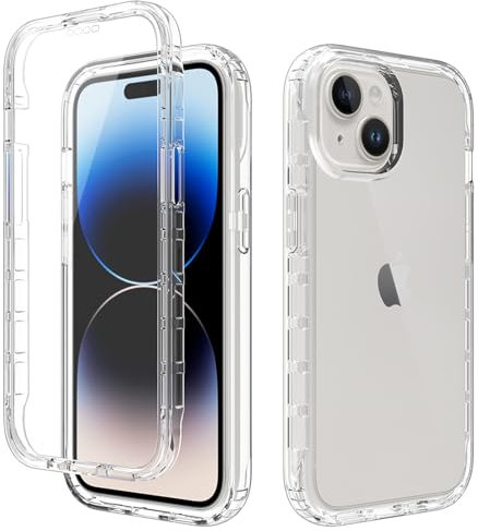 LCHULLE for iPhone 15 Case 6.1-Inch Front and Back Full Body 360 Drop Protection Phone Cover Crystal Clear Screen Protector iPhone 15 Phone Case