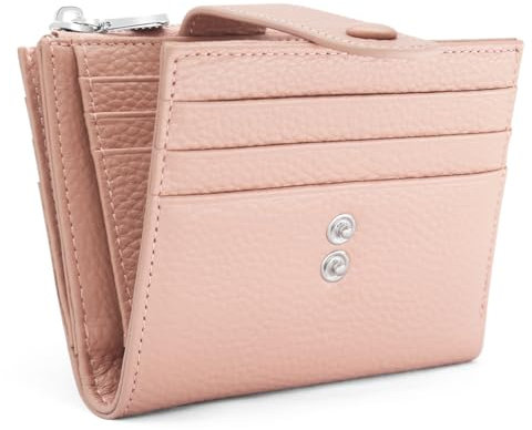 REETEE Portefeuille Femme Petit Format Cuir Véritable Porte Carte de Credit RFID Blocage Porte Monnaie Femmes,Porte Feuilles pour Femme avec 13 emplacements et Petit Zippé Portefeuille (Rose)