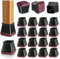 16 Pcs Square Chair Leg Floor Protectors,Large Black Silicone Chair Leg cover caps for Hardwood Floors with Wrapped Felt, Furniture Feet Protectors Pads (Fit:27-37.9mm)