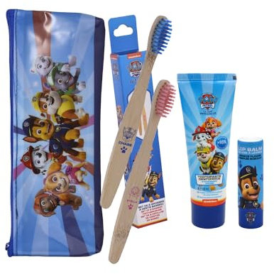 Mevsim Store Paw Patrol Lizenziertes Körperpflege-Set - Praktische Und Stilvolle Aufbewahrungstasche - Zahnbürste (2 Stück), Zahnpasta Und Lippenbalsam