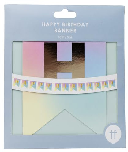 Talking Tables Reusable Pastel Happpy Birthday Eco Paper Hanging Decorations for Girls or Boy’s Parties | Recyclable Packaging, ecofriendly Garland Sustainable partyware-10ft 3m
