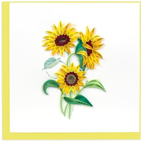 Quilling Card Handmade Quilled Wild Sunflowers Greeting Card – 6x6 Inch Blank Card with Envelope – Fair Trade Verified – Unique Paper Art Keepsake for Any Occasion