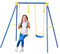 Avilia Altalena per Bambini a Due Posti - Gioco Altalena da Esterno con Sedute Regolabili e Piedini Antiscivolo, Ideale per Giardino e Terrazzo, Blu, in Metallo Antiruggine, 209x142x182 cm