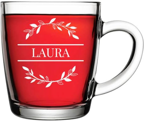 polar-effekt Taza de té de cristal de 340 ml con grabado personalizado, vaso de café con nombre, mantiene las bebidas calientes durante mucho tiempo, resistente y resistente