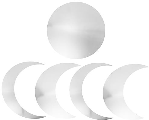 HOMSFOU Adhesivo De Pared Luna Espejo Acrílico Plateado 100 g Autoadhesivo Extraíble Decorativo Para Dormitorio y Sala De Estar 1 Set Para Uso Hogar
