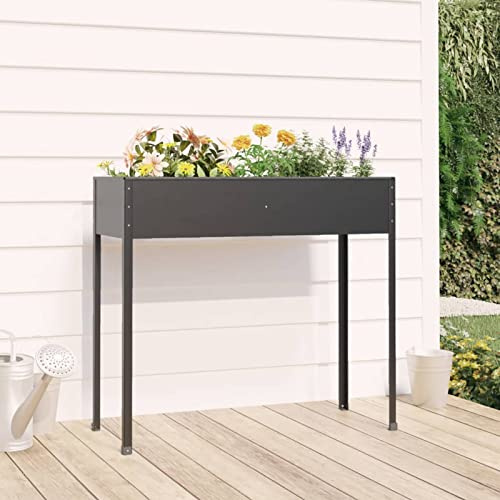 Jardinera alta con patas de acero galvanizado para exterior - 100,5 x 40,5 x 90 cm