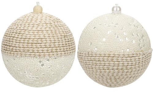 Arborus 2pcs Boho Weihnachtsdeko 15 cm Christbaumkugeln Groß Weihnachtskugeln Kugeln Boho Weihnachtsbaumkugel mit Seil Rustikal Weihnachtsdeko Tannenbaumskugeln Christbaumschmuck für Christbaumdeko