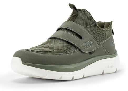 FitVille Men's Extra Wide Width Slip-on Trainers with Adjustable Straps, Easy on & Off Comfortable Walking Shoes for Swollen Feet, Cloud Wanderer V5 X-Wide 9.5 UK Dove Grey