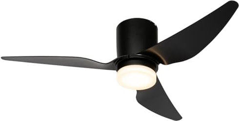 Qazqa - Modern Deckenventilator mit beleuchtung schwarz 123cm inkl. LED Dimmbar mit Fernbedienung - Patty Dimmer I Dimmbar I Wohnzimmer I Schlafzimmer - Stahl Rund - I LED