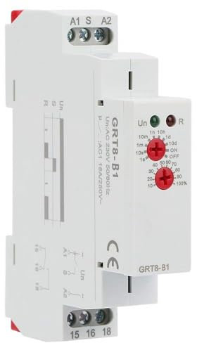 Uadme Relé Temporizador GRT8-B1, Relés Temporizador Función Única, Mini Relé de Tiempo de Retardo de Apagado, Tipo de Carril DIN AC 220V, con Indicadores LED, para Proyectos de Electrónica Industrial