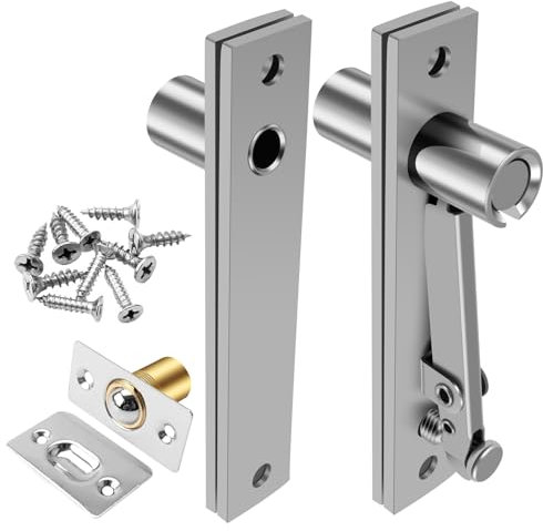 Foppla Cerniere per porta nascoste in acciaio inox, resistente, con chiusura a sfera, girevole a 360°, supporto massimo 136,1 kg, per libreria e libreria (argento)