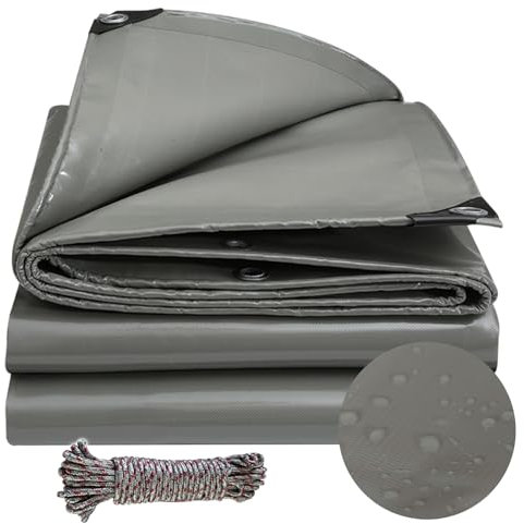 Gewebeplane Grün Abdeckplane 2.2 x 5 m Wasserdicht, Ösen, Verstärkte Ecken, Rechteckig Abdeckung Schutzplane Gewebeplane für LKW, Pool, Holz Gartenmöbel, Grau