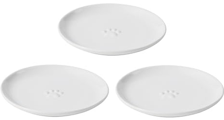 Havniva keramische Katzenteller, Flache Katzenteller für Katzen, 3er-Set | Weite Öffnung, 6 keramische Katzenteller für Nass- & Trockenfutter, rutschfeste Gummibasis, whiskerfreundliche Katzenschale