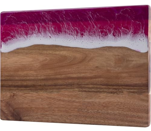 gzcmxh Tagliere per salumi in resina verde con motivo a onde in resina tagliere da cucina per salumi per formaggio, carne, verdure e bistecca (rosa ondulato boarf)