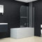 Juroupi Box Doccia e Vasca con Porte a Libro 2 Pannelli Regolabile Ante Pieghevoli Profili Cromati Cabina Bagno in Vetro di Sicurezza ESG 95x140 cm