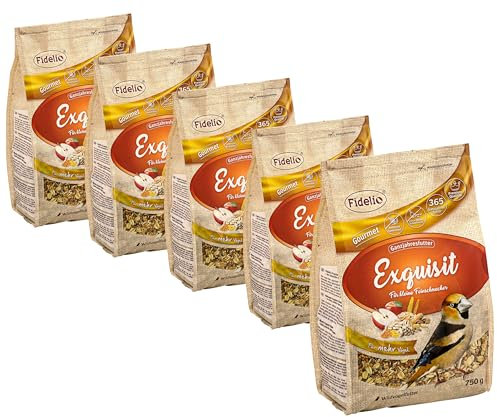 Fidelio Wildvogelfutter, Exquisit, Gourmet ganzjahresfutter proteinreich/energiereich, hochwertiges Vogelfutter für Wildvögel, 5 x 750 g (3.75 kg)