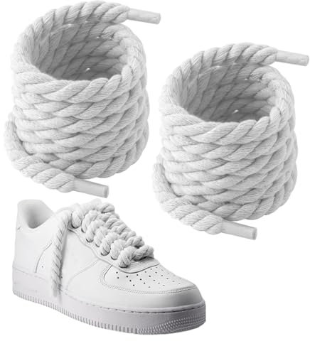 1 par cordones de cuerda para AF 1, encaje de cuerda 8 mm 140 mm, cordones trenzados, cordones gruesos, zapatillas deportivas, zapatos para correr