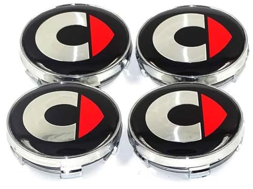 GPKFOLQM 4 Pezzi Auto Coprimozzi, per Smart Fortwo Forfour 450 451 454 453 60MM Auto Ruote Centro Cerchi Copricerchi Cerchioni Copertura Antipolvere Copri Ruota Trim,A