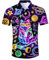 ALISISTER Mens Hawaiian Shirt 3D Neon Cat Printed Short Sleeve Ugly Shirts Tropical Button Down Beach Holiday Aloha Retro Summer Shirts L