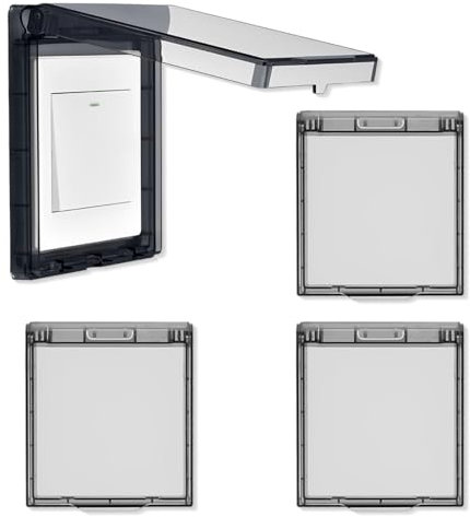 4 piezas protector enchufe exterior, modelo slim negro cubre interruptor, impermeable y antipolvo.