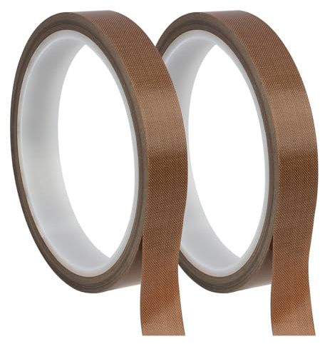 Teflonband Selbstklebend 15mm x 10m, Hitzebeständiges Klebeband bis 300°C für Vakuumiergeräte und Impulsversiegler, PTFE Band als Gewindedichtband, Dampfsperre Klebeband und Dichtband Wasserleitung