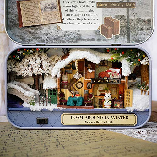 ZASCHMOY DIY Miniature Handmade Box Dollhouse - Good Old Time Theme, Ramble in Winter, Improves Hand-Eye Coordination, Creative Home Decoration (Winter roaming)